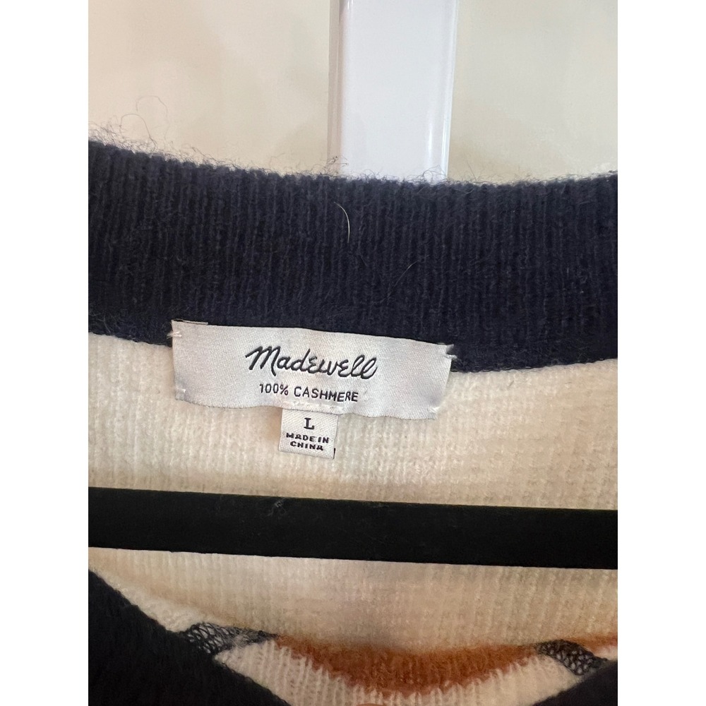 Madewell Womens 100% Cashmere Striped Crewneck Sweater Multi Color Size L - Picture 6 of 7
